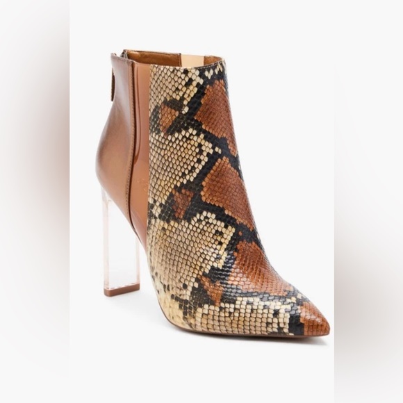 Camel Python Heeled Boots - Picture 1 of 4